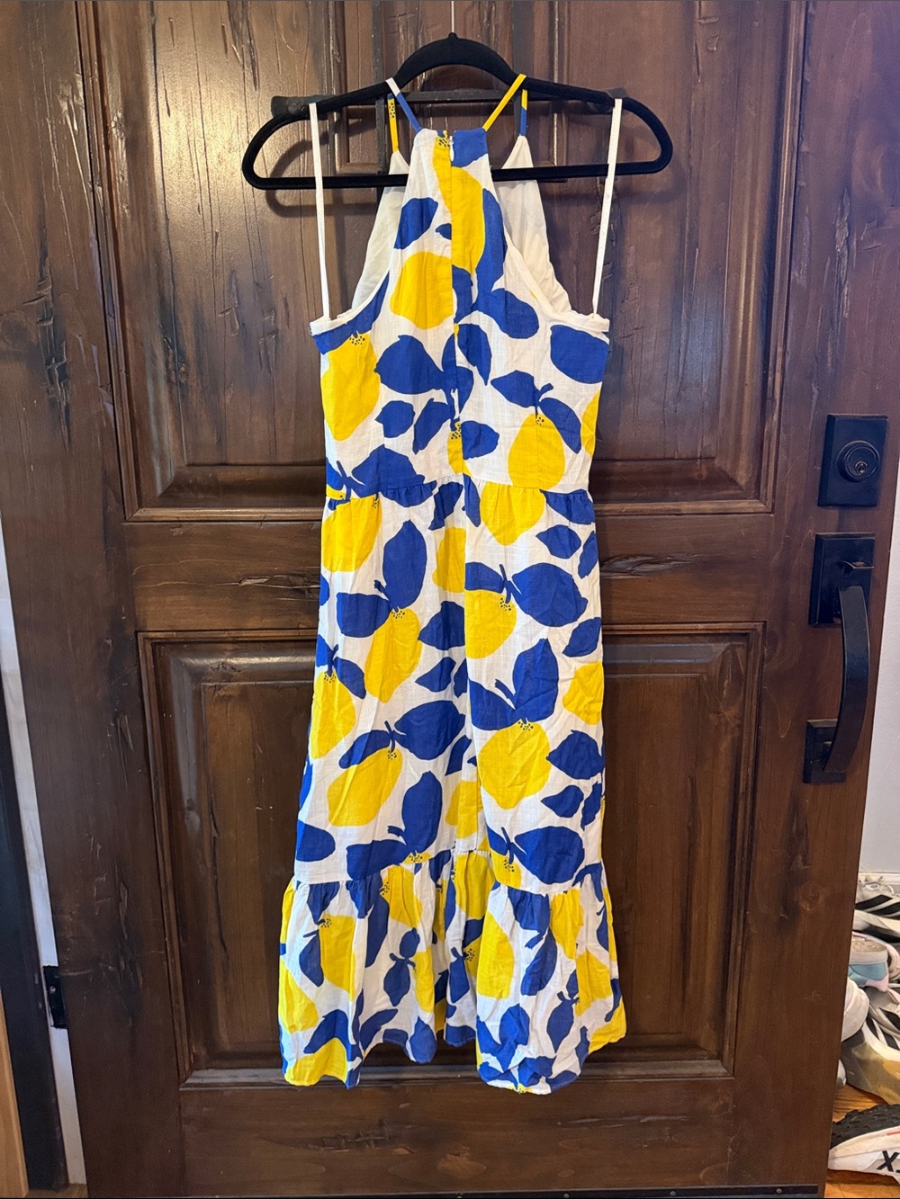 LOFT Blue, Yellow and White Floral Halter Midi Dress - Picture 3 of 5
